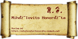 Mihálovits Honoráta névjegykártya